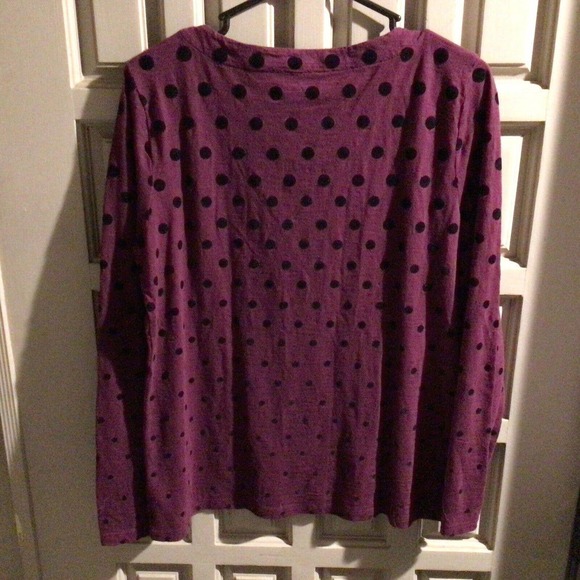 Talbots Top SzL Mulberry/Blk Polka Dots Long Sleeves Lt Weight Pre-Owned - Picture 4 of 9